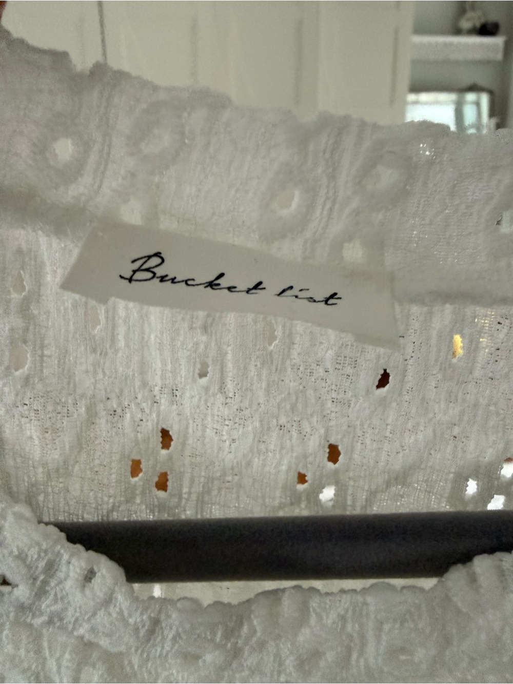 BUCKETLIST White Eyelet Lace Top Tag Detail